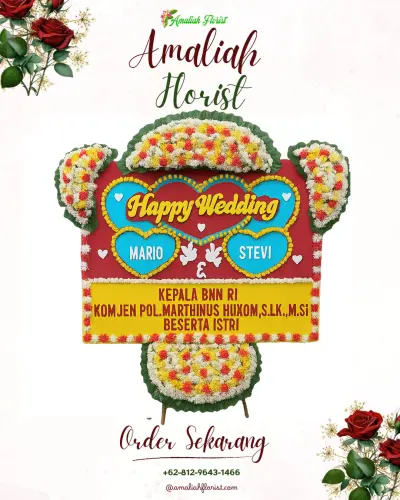 Karangan Papan Bunga Pernikahan di Sawal